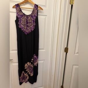 Elegant Purple and Black batik Maxi Dress